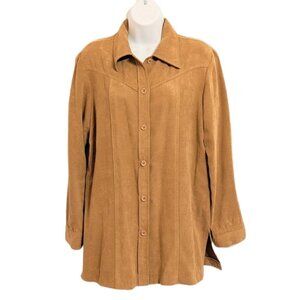 VINTAGE Camel Faux Suede Shacket Button Down Size Medium @F